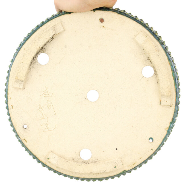 Pot à bonsaï rond vert par Echizen - 263 x 263 x 45 mm