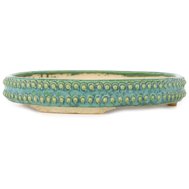 Ronde groene bonsai pot van Echizen - 230 x 230 x 40 mm