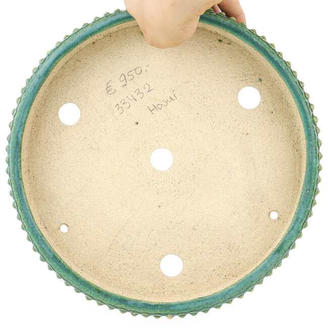 Pot à bonsaï rond vert par Echizen - 230 x 230 x 40 mm