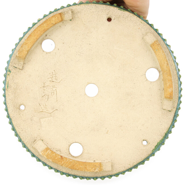 Pot à bonsaï rond vert par Echizen - 230 x 230 x 40 mm