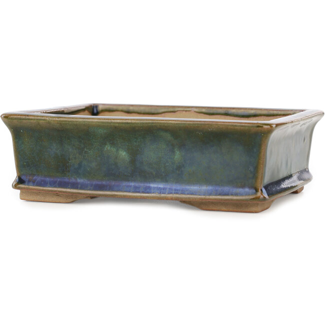 Pot à bonsaï rectangulaire vert par Echizen - 145 x 115 x 45 mm