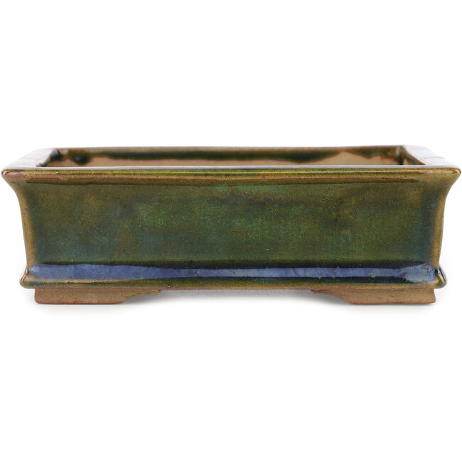 Maceta rectangular verde para bonsái de Echizen - 145 x 115 x 45 mm