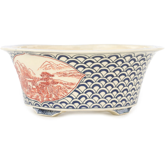 Pot à bonsaï rond multicolore de Echizen - 190 x 190 x 73 mm