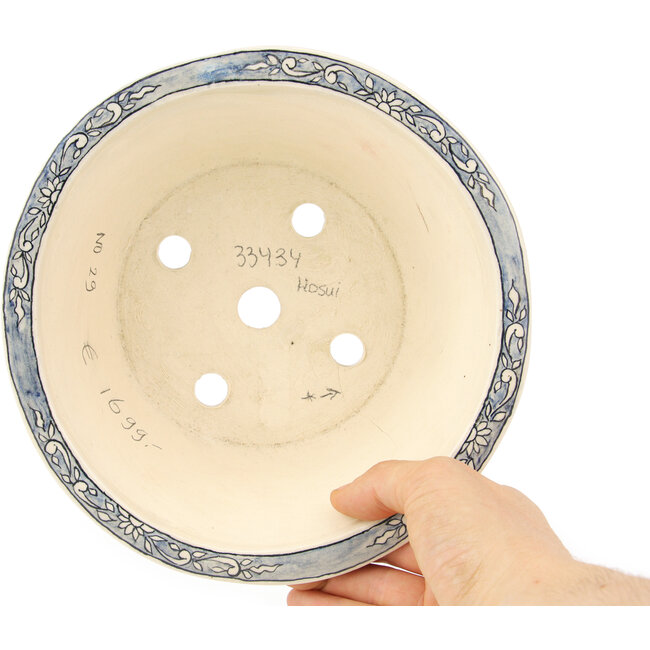 Round multicolor bonsai pot by Echizen - 190 x 190 x 73 mm