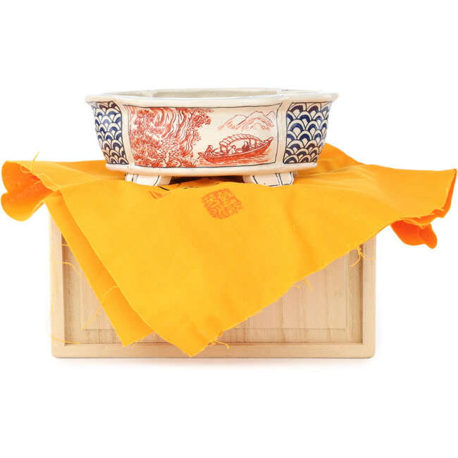 Pot à bonsaï multicolore Mokko par Echizen - 137 x 108 x 48 mm