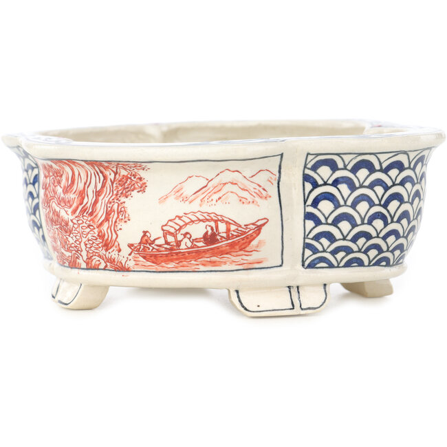 Mokko multicolor bonsai pot by Echizen - 137 x 108 x 48 mm