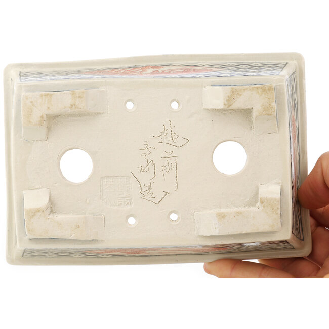 Pot à bonsaï rectangulaire multicolore par Echizen - 155 x 108 x 52 mm