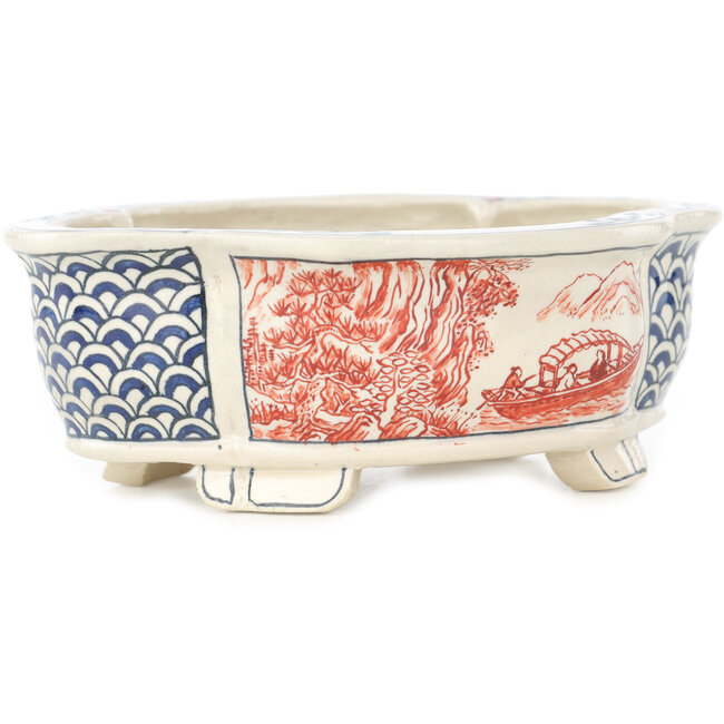 Mokko multicolor bonsai pot by Echizen - 137 x 108 x 48 mm