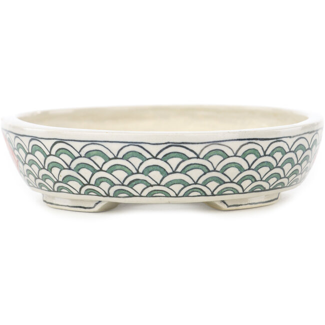 Pot à bonsaï ovale multicolore de Echizen - 145 x 118 x 30 mm