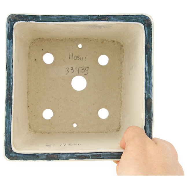 Square multicolor bonsai pot by Echizen - 140 x 140 x 110 mm