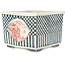 Square multicolor bonsai pot by Echizen - 135 x 130 x 100 mm