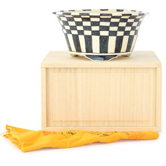  Echizen Hosui Pot à bonsaï rond blanc et bleu de 140 mm par Echizen, Japon