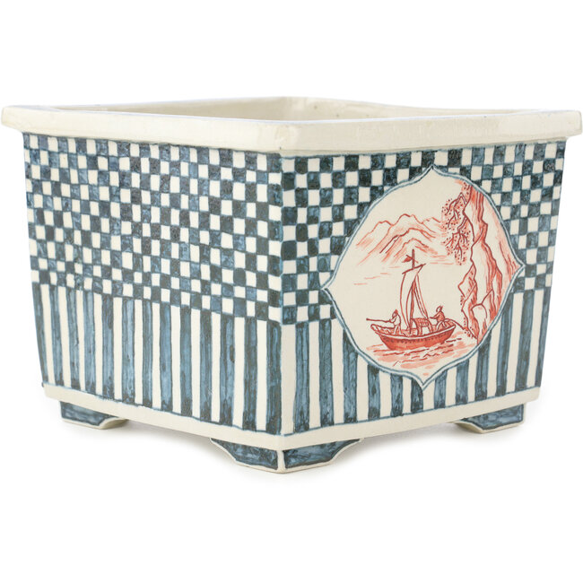 Pot à bonsaï carré multicolore de Echizen - 135 x 130 x 100 mm