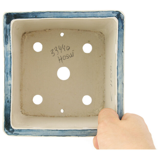 Square multicolor bonsai pot by Echizen - 135 x 130 x 100 mm