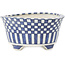 Pot à bonsaï rond blanc et bleu par Echizen - 110 x 110 x 52 mm