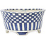 Pot à bonsaï rond blanc et bleu par Echizen - 110 x 110 x 52 mm