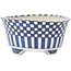 Maceta para bonsái redonda de color blanco y azul de Echizen - 110 x 110 x 52 mm
