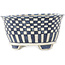 Ronde witte en blauwe bonsaipot van Echizen - 105 x 105 x 52 mm
