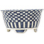 Pot à bonsaï rond blanc et bleu par Echizen - 105 x 105 x 52 mm