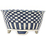 Ronde witte en blauwe bonsaipot van Echizen - 105 x 105 x 52 mm