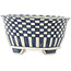Ronde witte en blauwe bonsaipot van Echizen - 105 x 105 x 52 mm