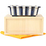 Rectangular white and blue bonsai pot by Echizen - 120 x 95 x 40 mm