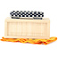 Maceta rectangular para bonsái de color blanco y azul de Echizen - 82 x 37 x 17 mm