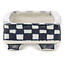 Rectangular white and blue bonsai pot by Echizen - 82 x 37 x 17 mm