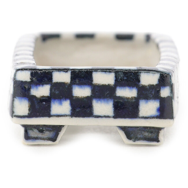 Vaso bonsai rettangolare bianco e blu di Echizen - 82 x 37 x 17 mm