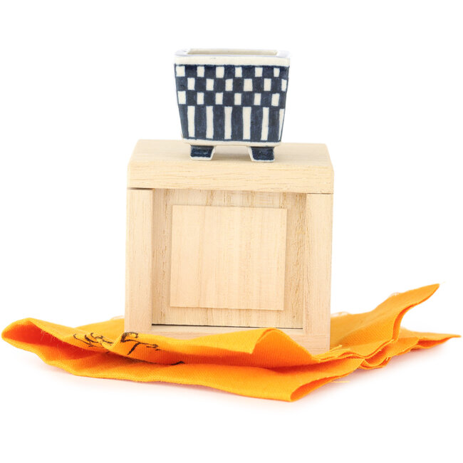 Pot à bonsaï carré blanc et bleu par Echizen - 30 x 30 x 28 mm