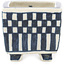 Square white and blue bonsai pot by Echizen - 30 x 30 x 28 mm