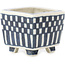 Square white and blue bonsai pot by Echizen - 30 x 30 x 28 mm