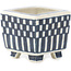 Pot à bonsaï carré blanc et bleu par Echizen - 30 x 30 x 28 mm