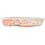 Oval white and red  bonsai pot by Echizen - 190 x 160 x 30 mm