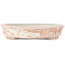 Pot à bonsaï ovale blanc et rouge par Echizen - 190 x 160 x 30 mm