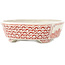 Oval white and red  bonsai pot by Echizen - 150 x 125 x 40 mm