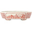 Oval white and red  bonsai pot by Echizen - 150 x 125 x 40 mm