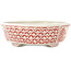 Oval white and red  bonsai pot by Echizen - 150 x 125 x 40 mm