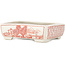 Rectangular white and red  bonsai pot by Echizen - 115 x 90 x 35 mm