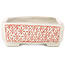 Pot à bonsaï rectangulaire blanc et rouge par Echizen - 115 x 90 x 35 mm