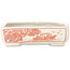 Rectangular white and red  bonsai pot by Echizen - 115 x 90 x 35 mm