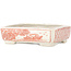 Rectangular white and red  bonsai pot by Echizen - 115 x 90 x 35 mm