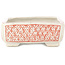 Rectangular white and red  bonsai pot by Echizen - 115 x 90 x 35 mm