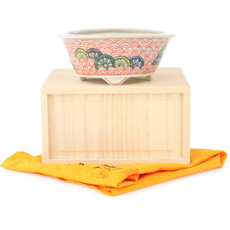  Echizen Hosui 125 mm round multicolor bonsai pot by Echizen, Japan