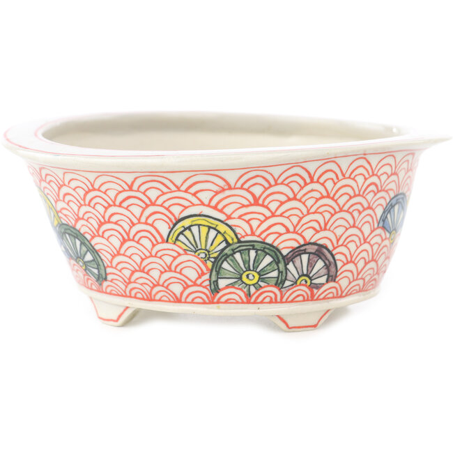 Pot à bonsaï rond multicolore de Echizen - 125 x 125 x 50 mm