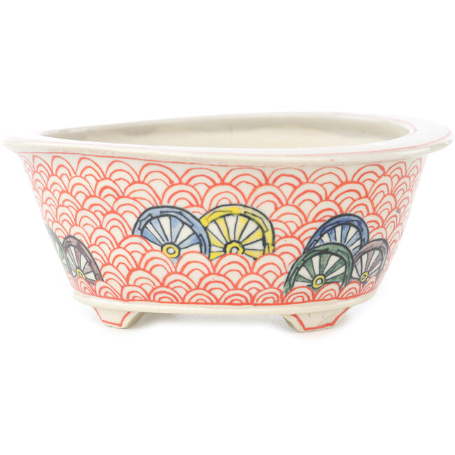 Pot à bonsaï rond multicolore de Echizen - 125 x 125 x 50 mm