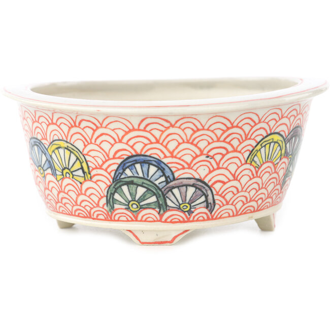 Vaso bonsai rotondo multicolore di Echizen - 125 x 125 x 50 mm