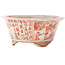 Vaso bonsai rotondo bianco e rosso di Echizen - 112 x 112 x 50 mm