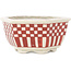Hexagonal white and red bonsai pot by Echizen - 110 x 110 x 52 mm