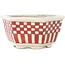 Hexagonal white and red bonsai pot by Echizen - 110 x 110 x 52 mm
